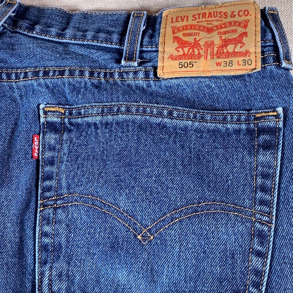 Levi Strauss 505 Jeans Mens W38‎ L30 See Pics Blue Straight Fit Denim Classic - Picture 7 of 11